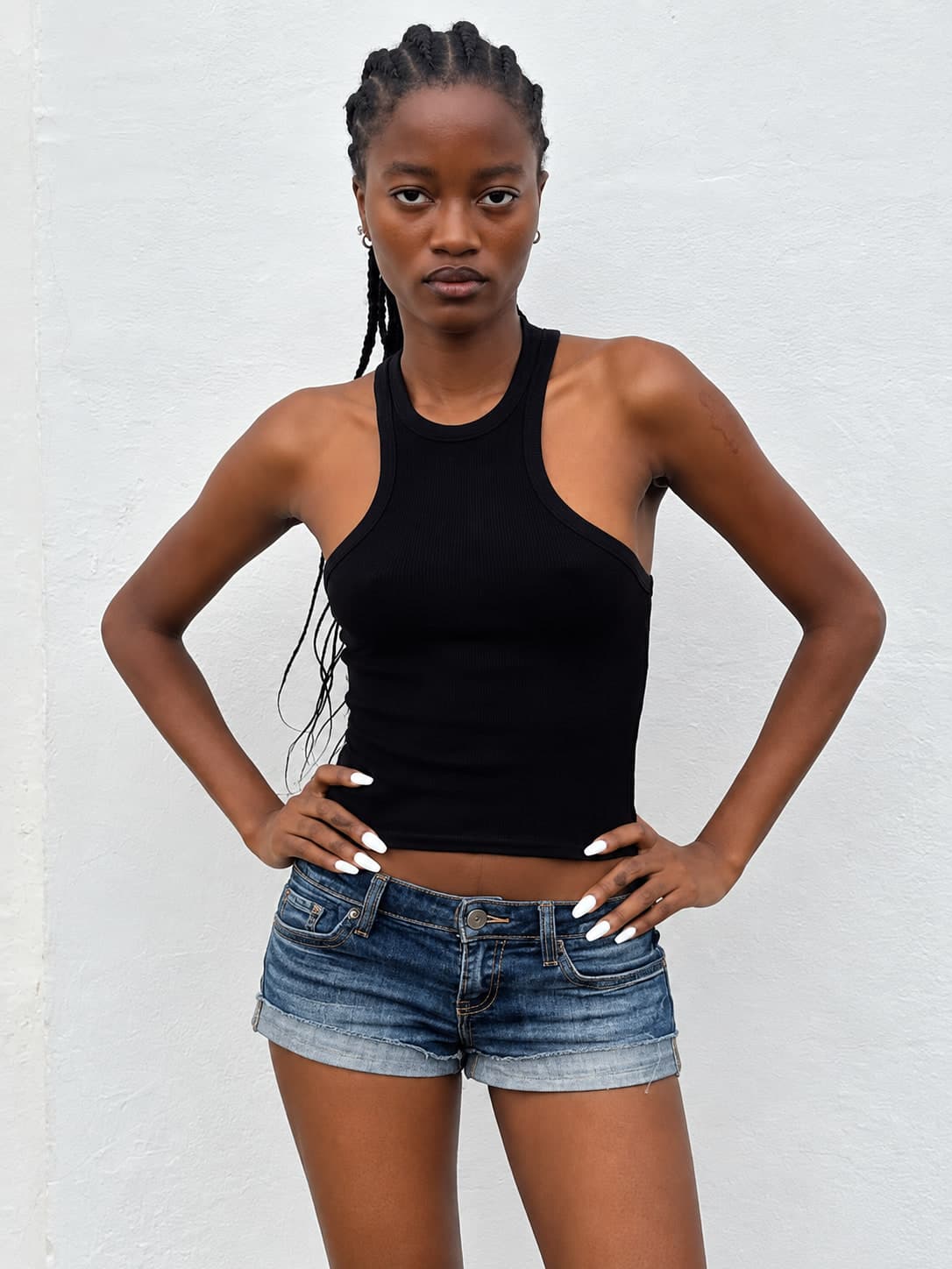 Confident Braids and Denim Portrait
