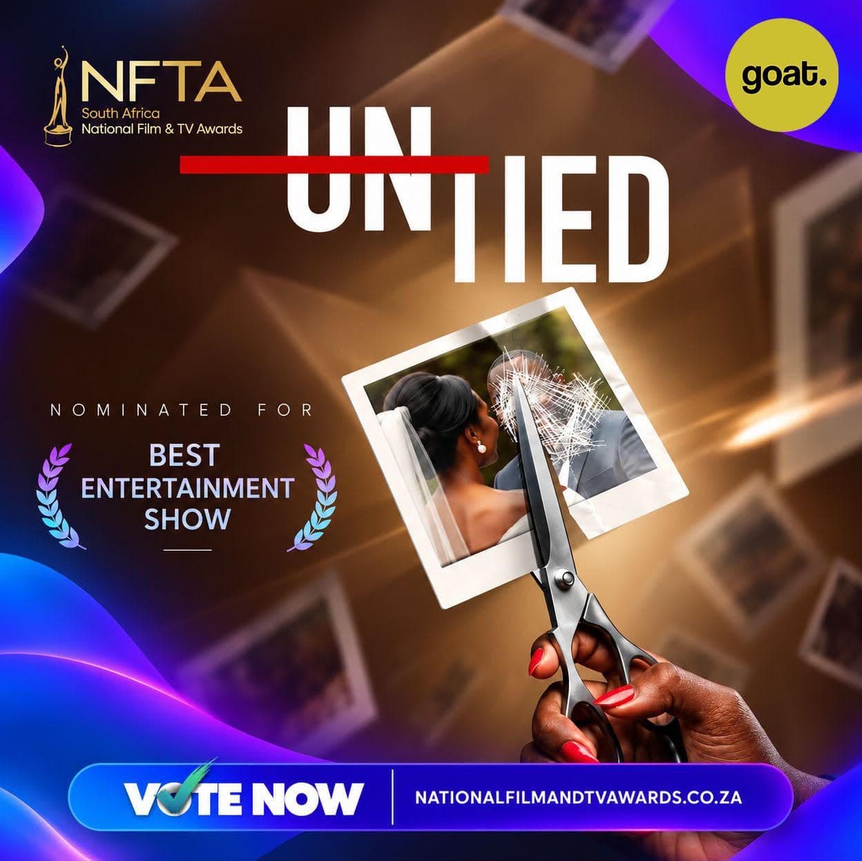 Relebogile Mabotja Celebrates Untied Nomination in the category Best Entertainment Show at the South African National Film and Television Awards