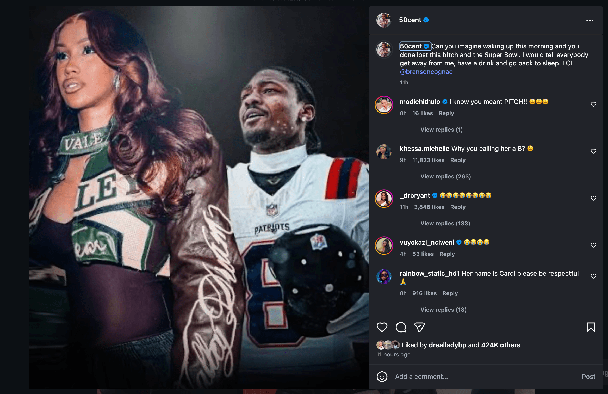 50 CENT THROWS SHADE AT STEFFON DIGGS AND CALLS CARDI B A B***