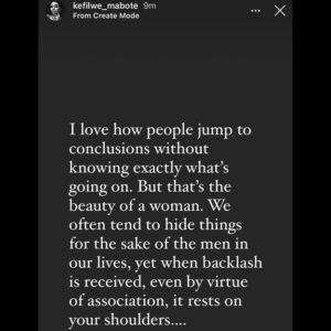 Kefilwe Mabote Insta story