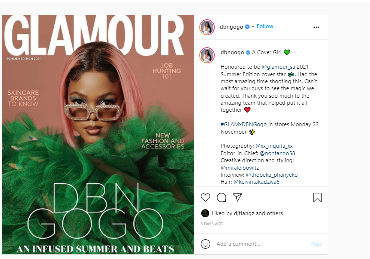 DBN Gogo graces Glamour Magazine cover, EntertainmentSA News South Africa