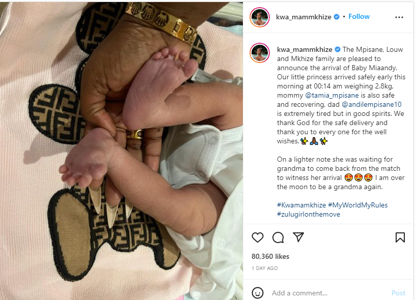 Andile and Tamia Mpisane welcome baby girl, EntertainmentSA News South Africa