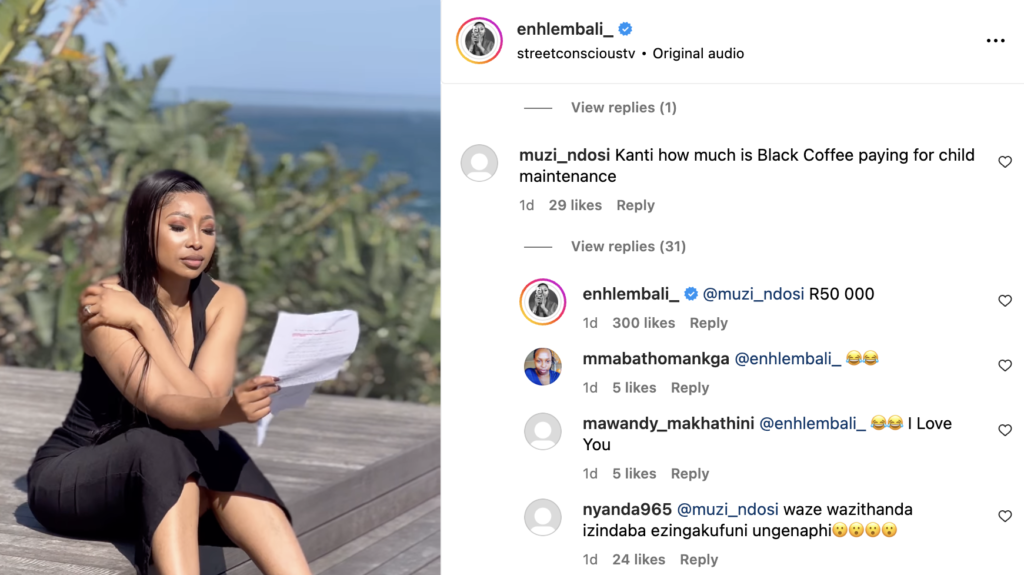 Enhle Mbali reveals that Black Coffee pays R50K a month for maintenance, EntertainmentSA News South Africa