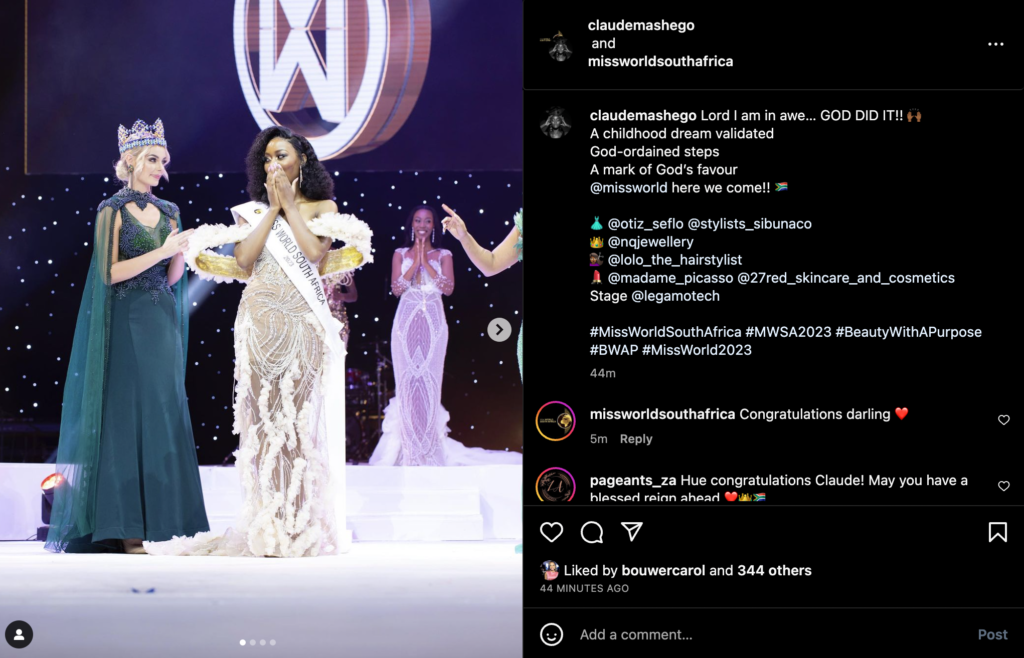 The new Miss World South Africa: Dr. Claude M. Mashego, EntertainmentSA News South Africa