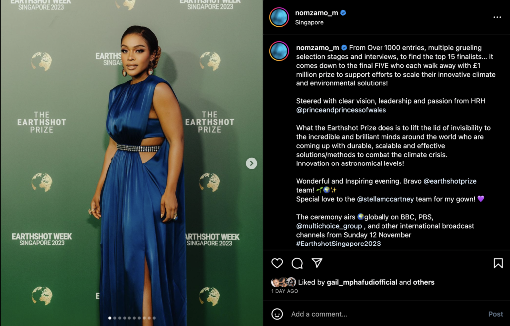 Nomzamo Mbatha gorgeous on the green carpet at Earthshot Prize ceremony in Singapore, EntertainmentSA News South Africa