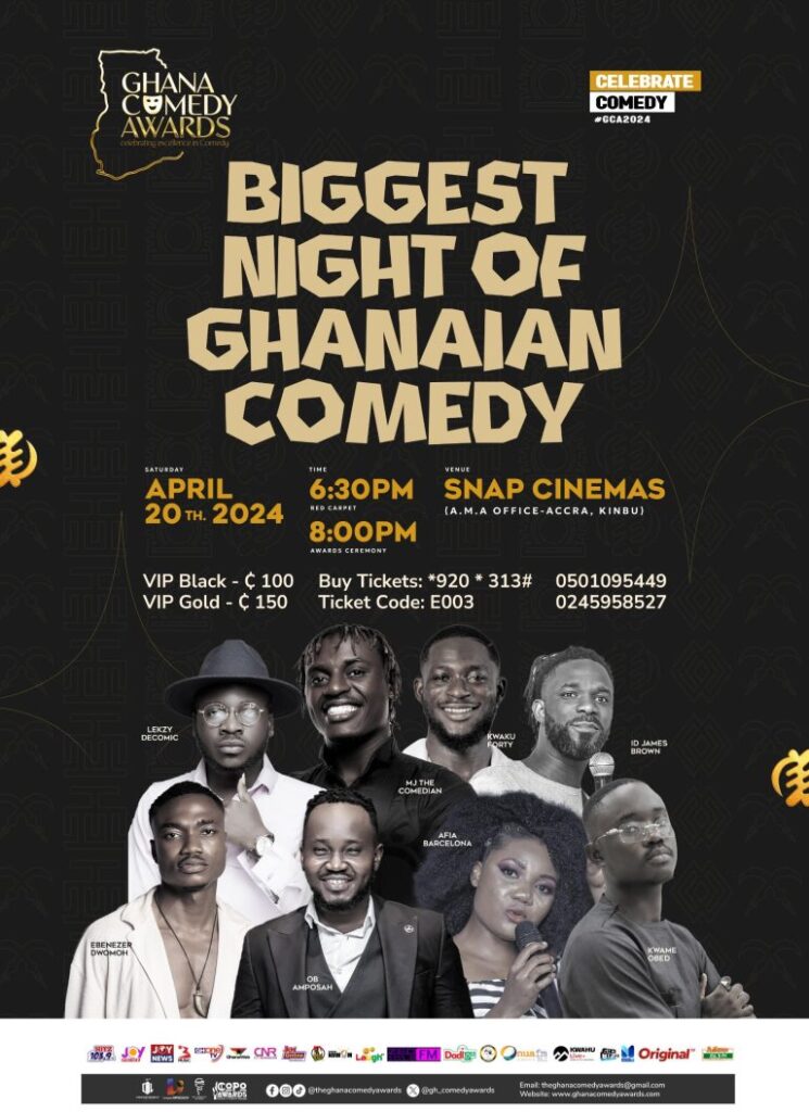 The Ghana Comedy Awards happening on 20th April 2024, EntertainmentSA News South Africa